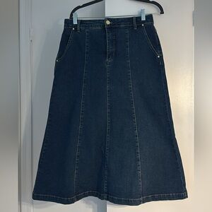 Dark Blue Denim A-Line Skirt